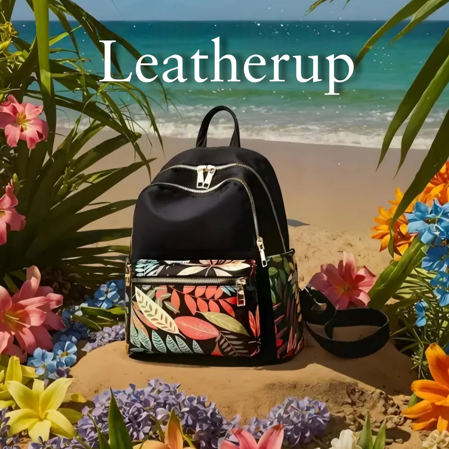 Autumn Bloom Leather Backpack - By Leatherup co.